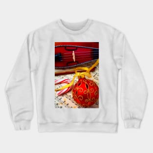 Red Christmas Ornament And Pocket Violin Crewneck Sweatshirt